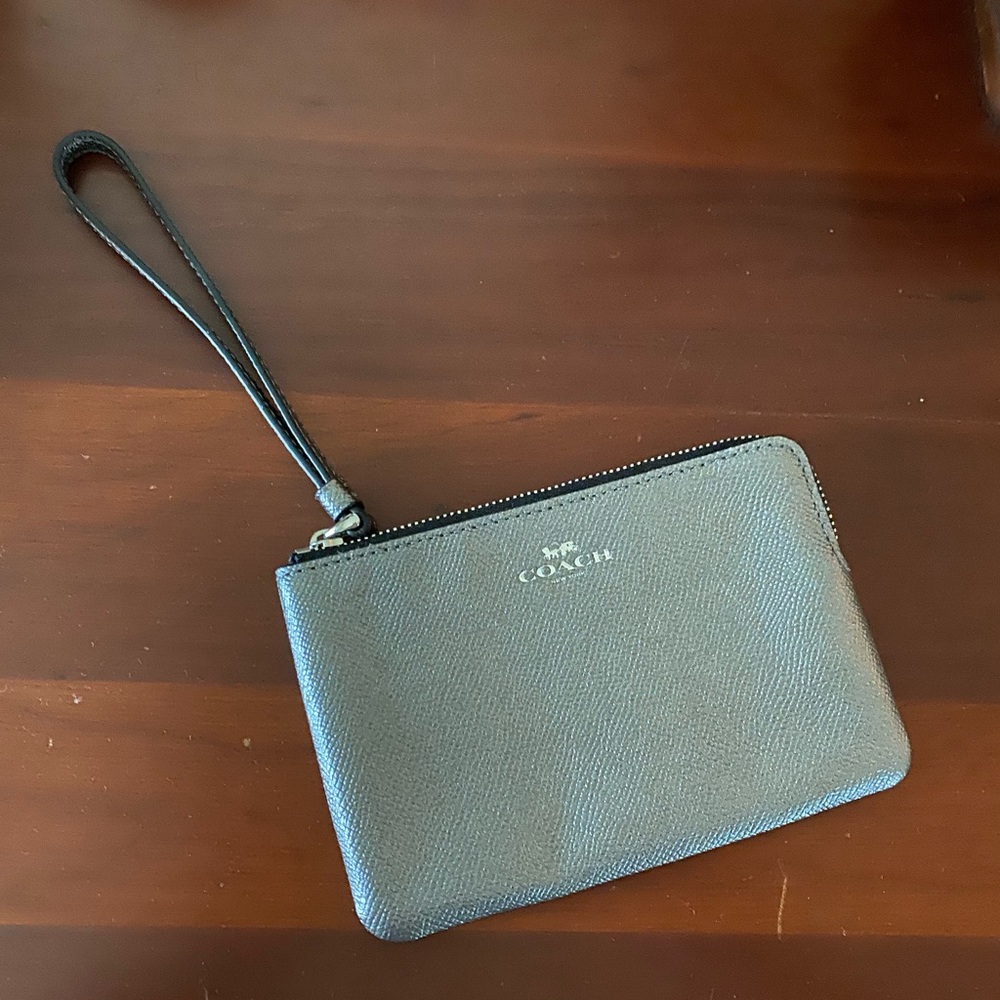 Silver Coach Wristlet